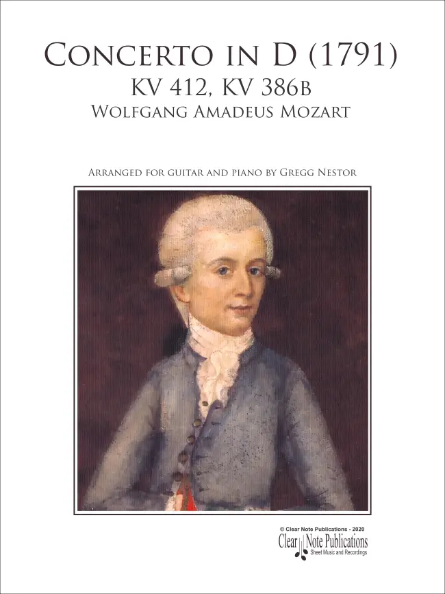 portada Concerto in D (1791) KV 412, KV 386b by Wolfgang Amadeus Mozart Arranged for Guitar and Piano